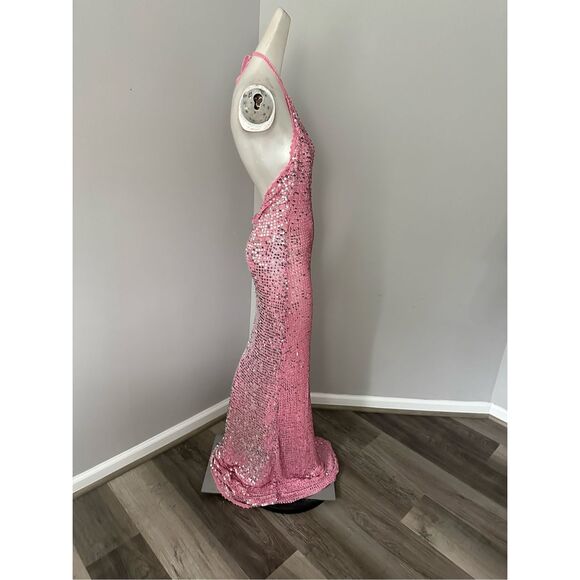 NWT Retrofete Sequin Halter Maxi Gown Dress Pink Medium $695 - Picture 10 of 11